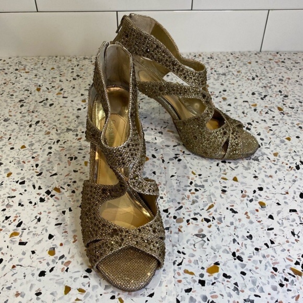 Elegant Gold Strappy Women's Heels